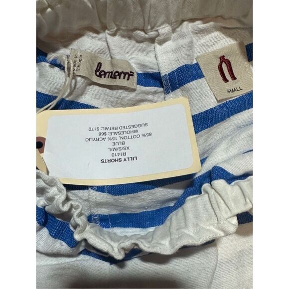 NEW Lemlem Lilly Woven Stripe Shorts Blue White Sz Small - Picture 3 of 7